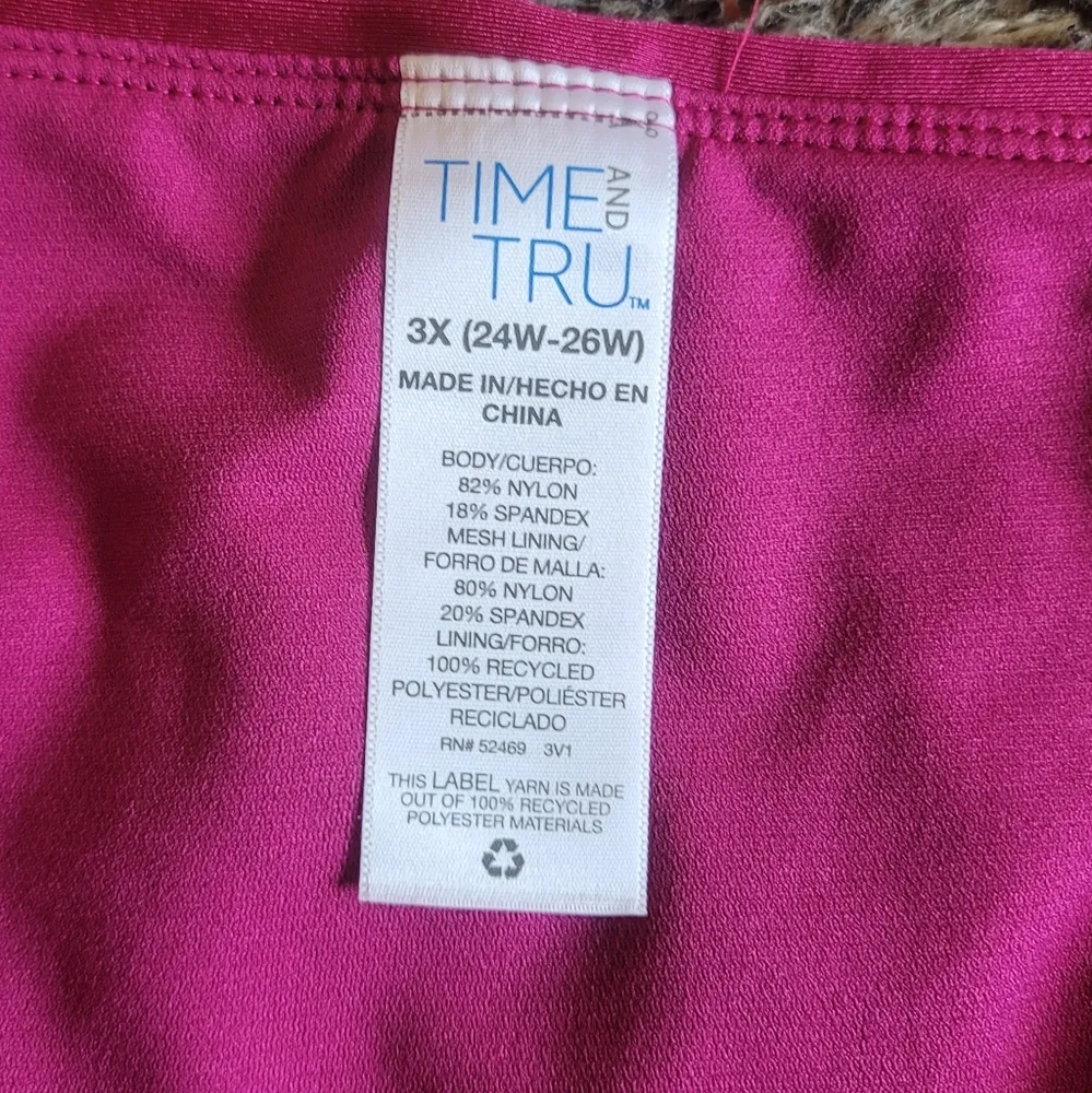 NWT! Time & Tru Pink Tie Sides Midrise Plus Sized Bikini Bottoms 3X - Image 4