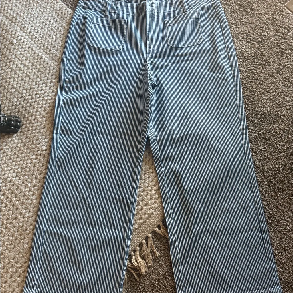 Talbots Blue Striped Flare Jeans - Image 2