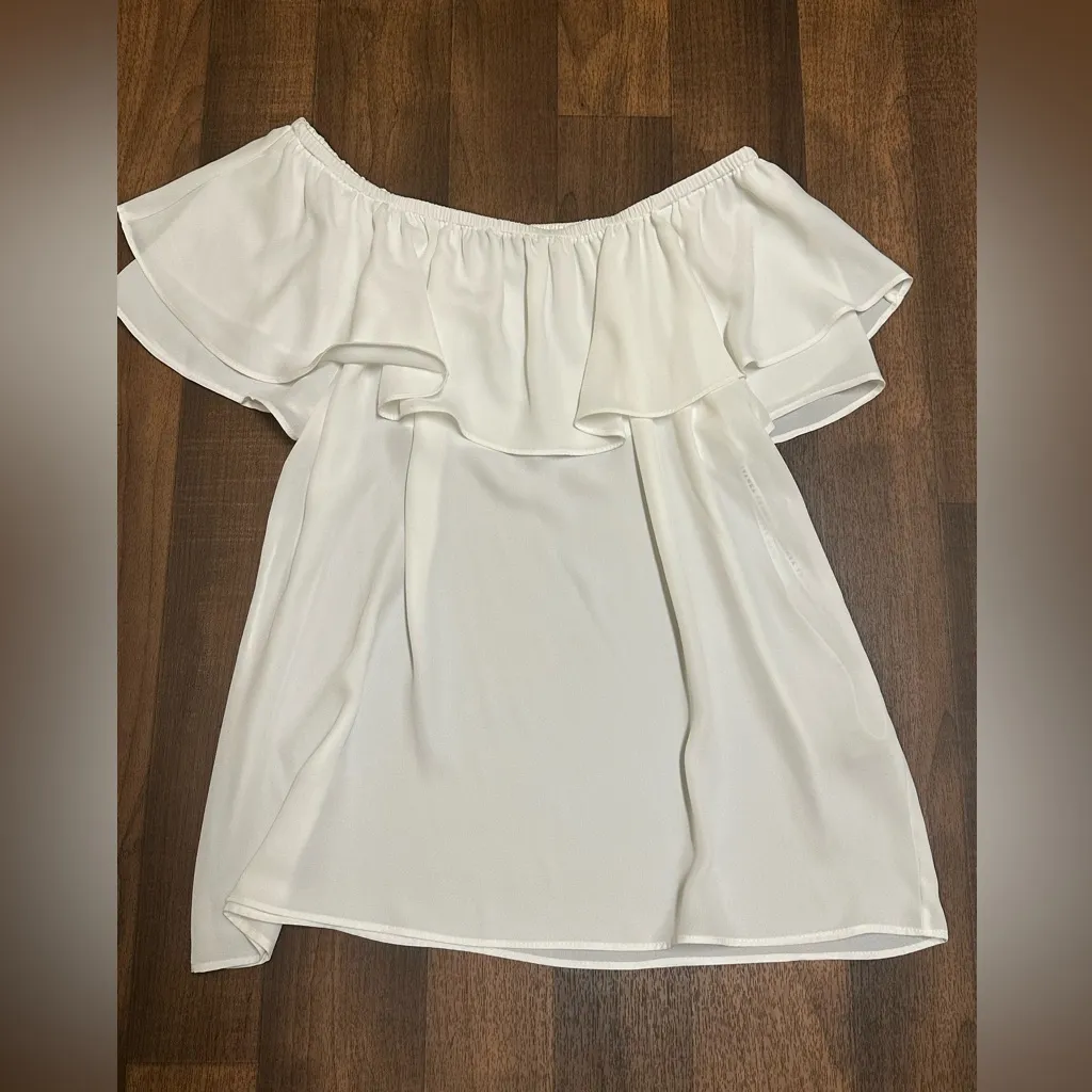 Ivanka Trump Cream Ruffled Off-Shoulder Blouse - Image 2