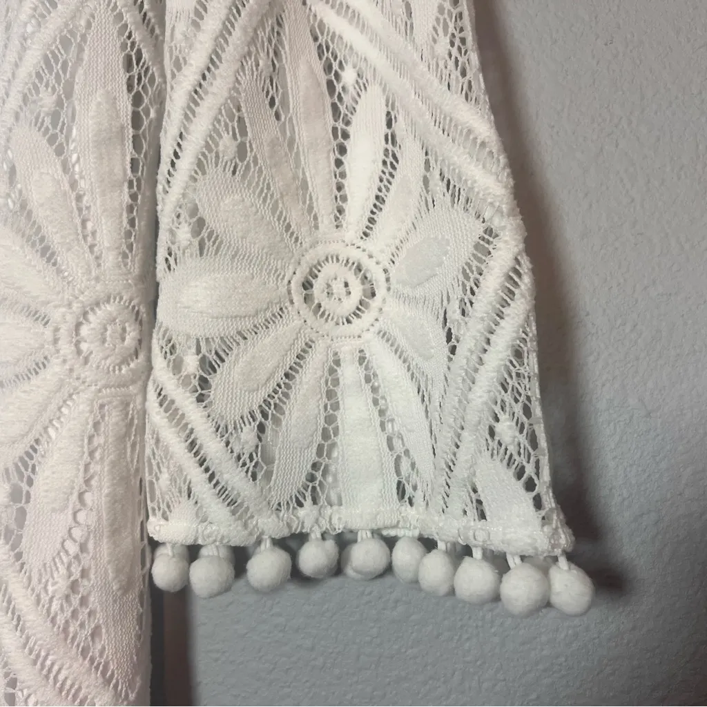 Lilly Pulitzer Topanga Dress Mini White Lace Crochet Long Sleeve Size Small - Image 6
