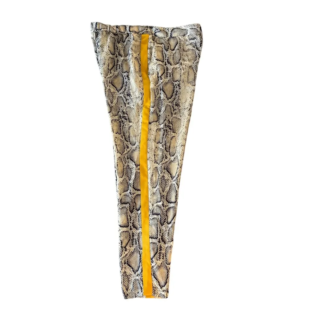 Zara snakeskin with yellow stripe lightweight‎ pants. Women's Large EUC - Image 3