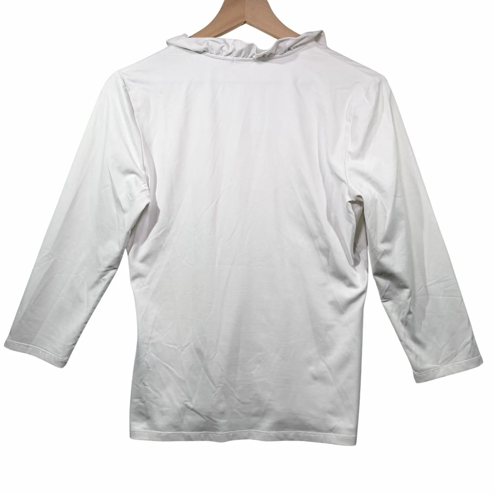 J. McLaughlin Durham Top Catalina Cloth Ruffle V-Neck 3/4 Sleeve White Women's M - Image 2