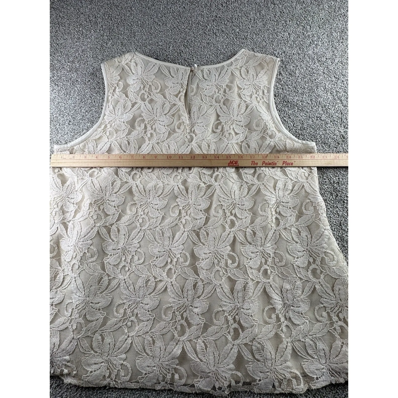 Jones Studio Lace Overlay Top 2X Plus Size Ivory Sleeveless Lined NWT - Image 9