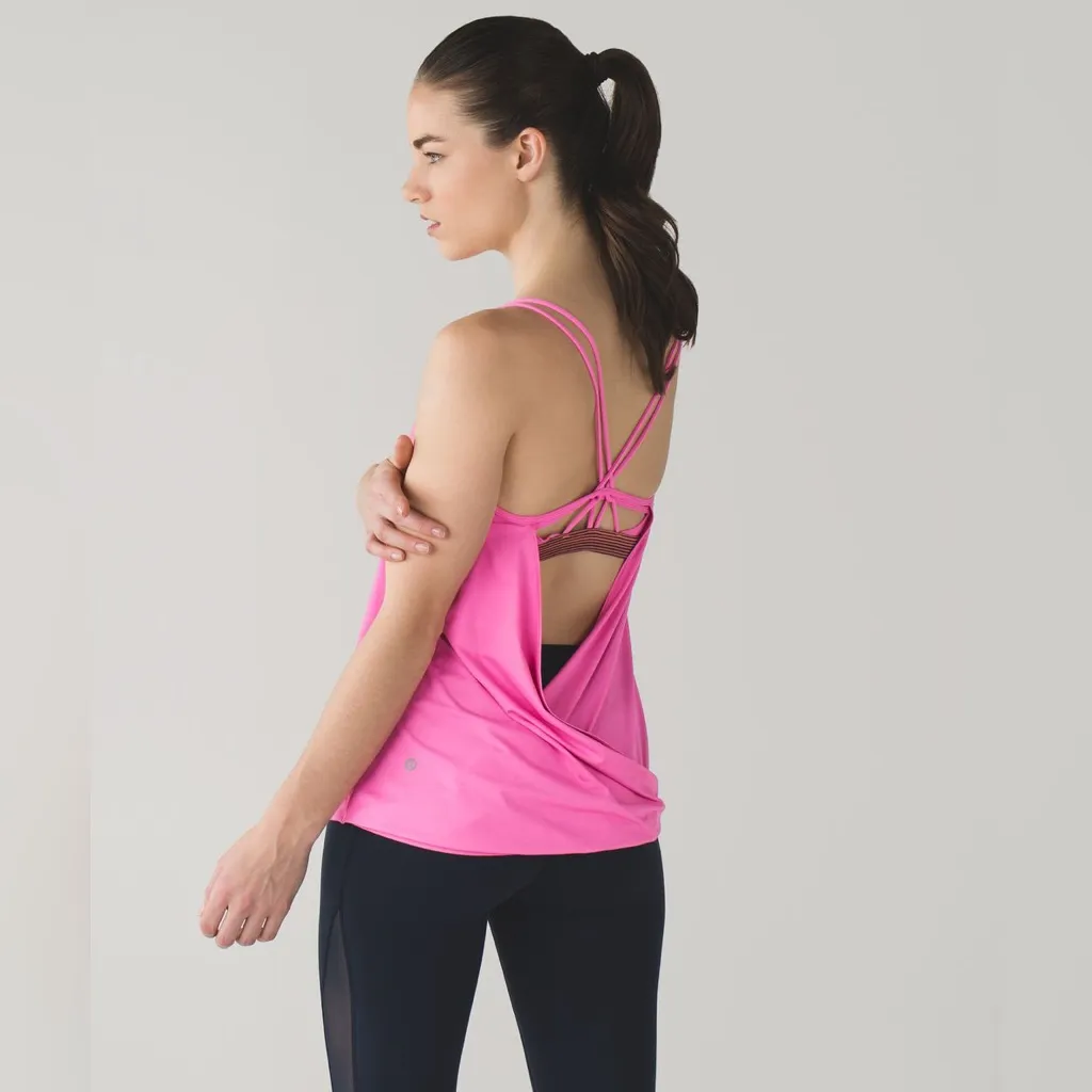 Womens Lululemon Athletic Make A Move Tank Pink Paradise Strappy Back Yoga Top 6 - Image 5