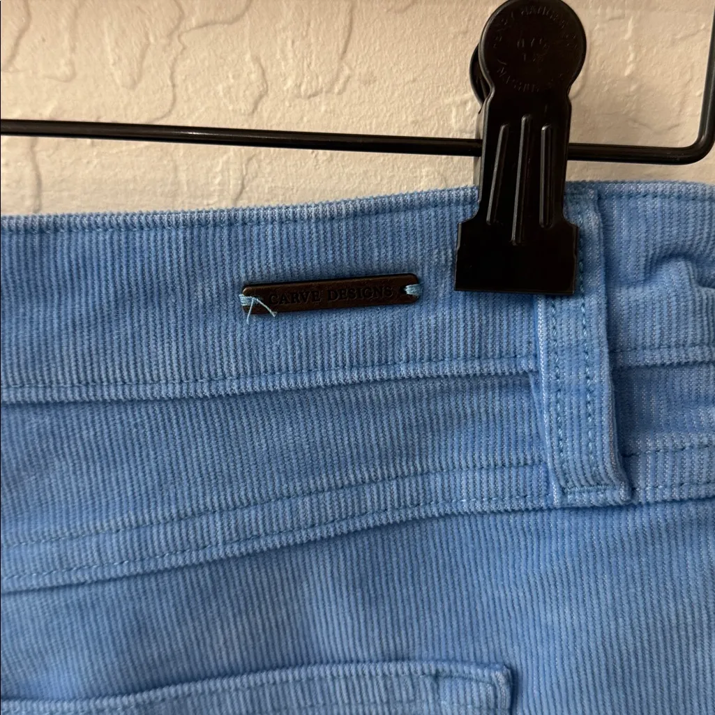 Carve Designs Oahu Blue Corduroy Shorts Fray Hem Button Zip Closure 6” inseam - Image 4