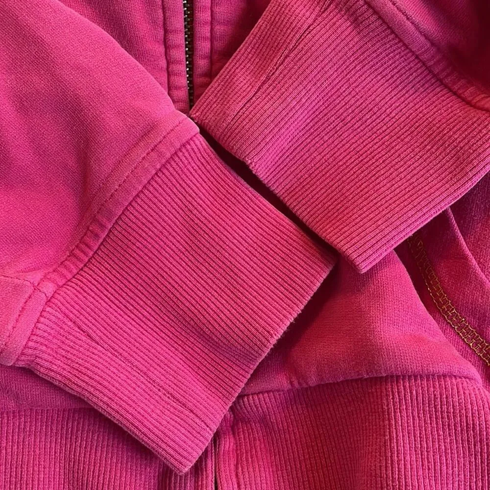 Coogi Luxury Pink Gold Hoodie Full Zip Front Medium Embroidered Logo Streetwear - Image 5