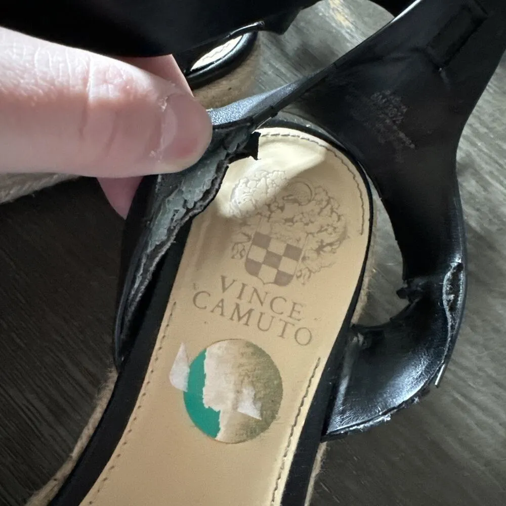 Vince Camuto Women 8 Black Basketweave Espadrille Ankle Strap Platform Sandal - Image 5