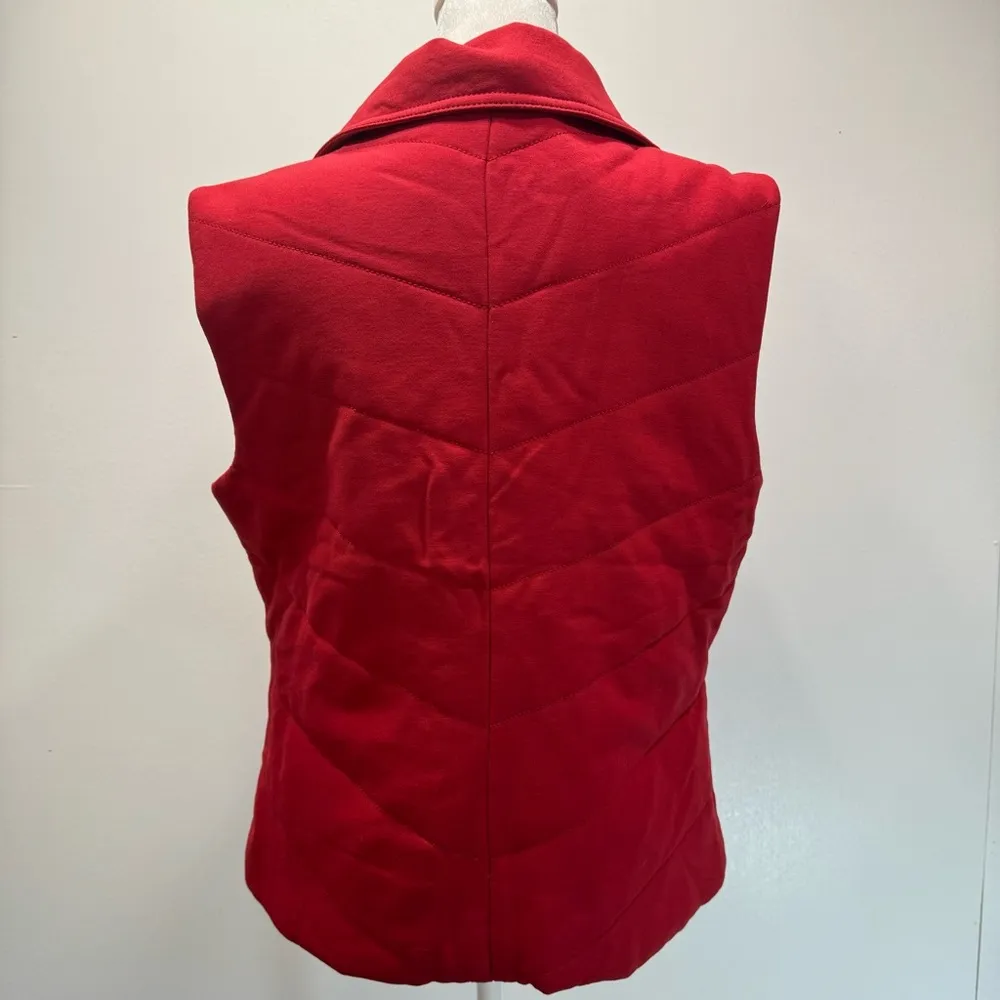 Coldwater Creek Red Quilted Zip Front Vest with Zipper Pockets Size Medium 10-12 - Image 6