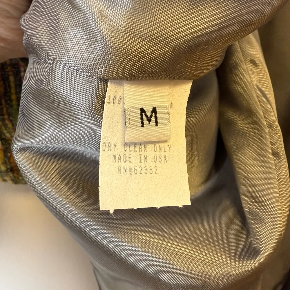 V.P. Collections Handwoven Silk Open Front Blazer Jacket Women’s Size Medium NWT Yellow - Image 9