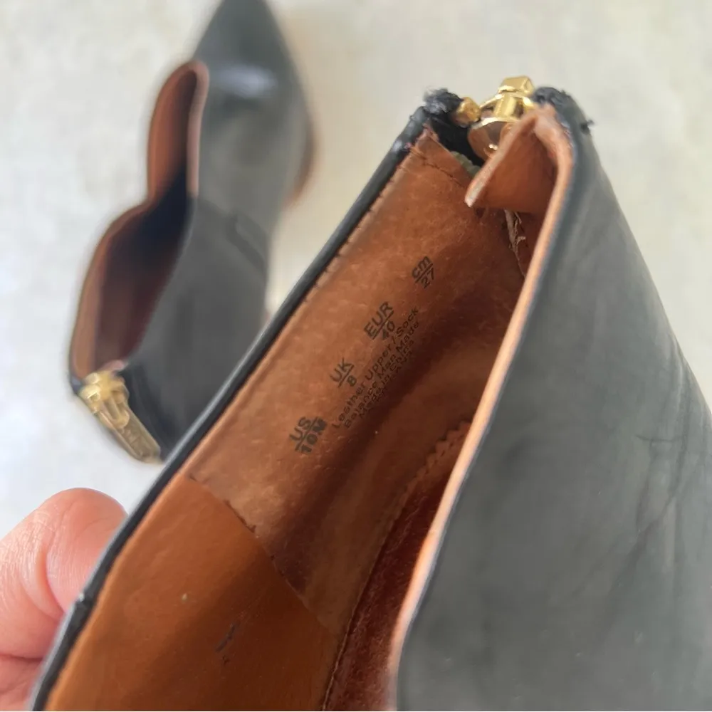 Kieran 3 Ankle Boots sz 10 Women Black Leather Walnut Heel Leather - Image 5