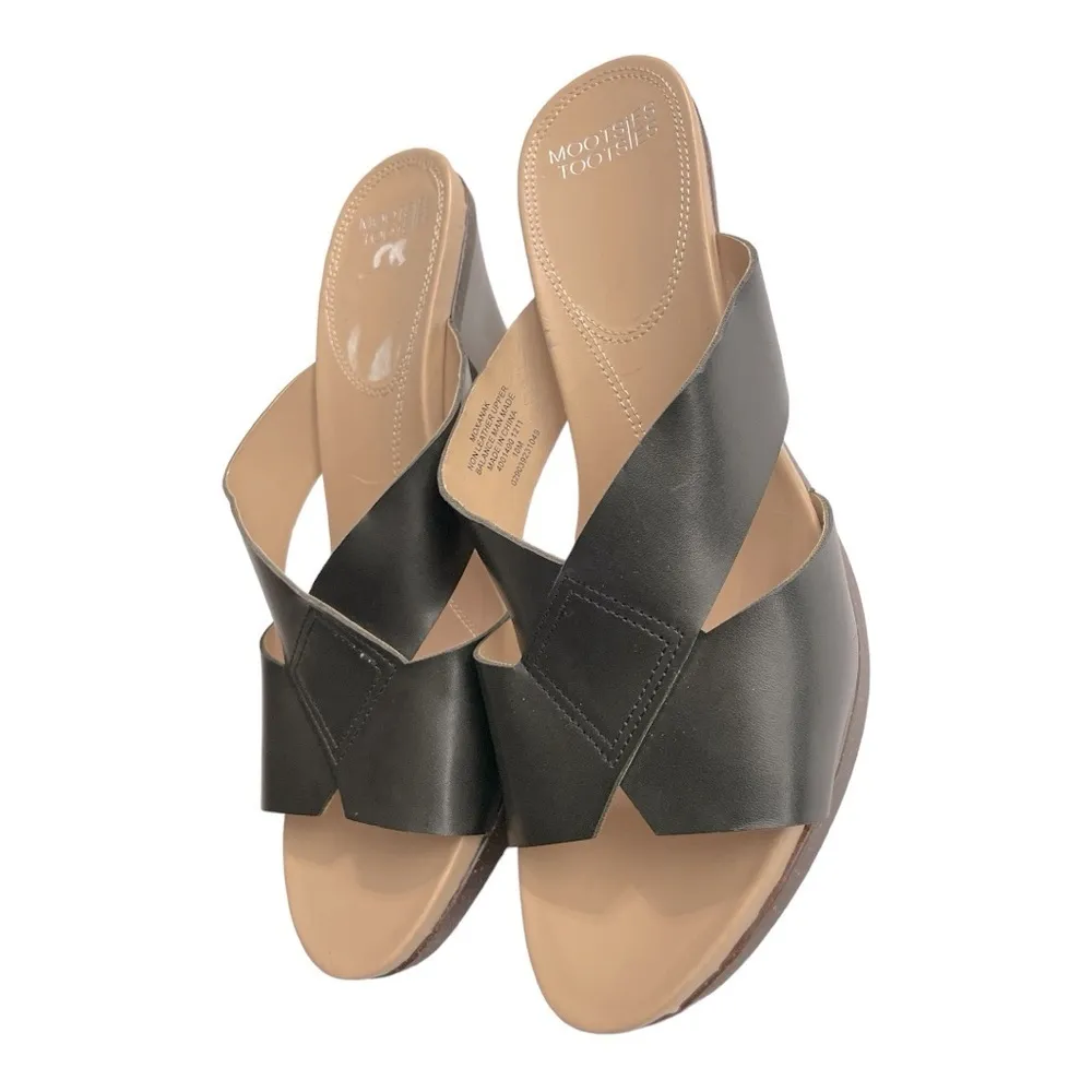 Mootsie‎ Tootsies Black Moxanak Criss Cross Straps Heeled Mules - Image 5