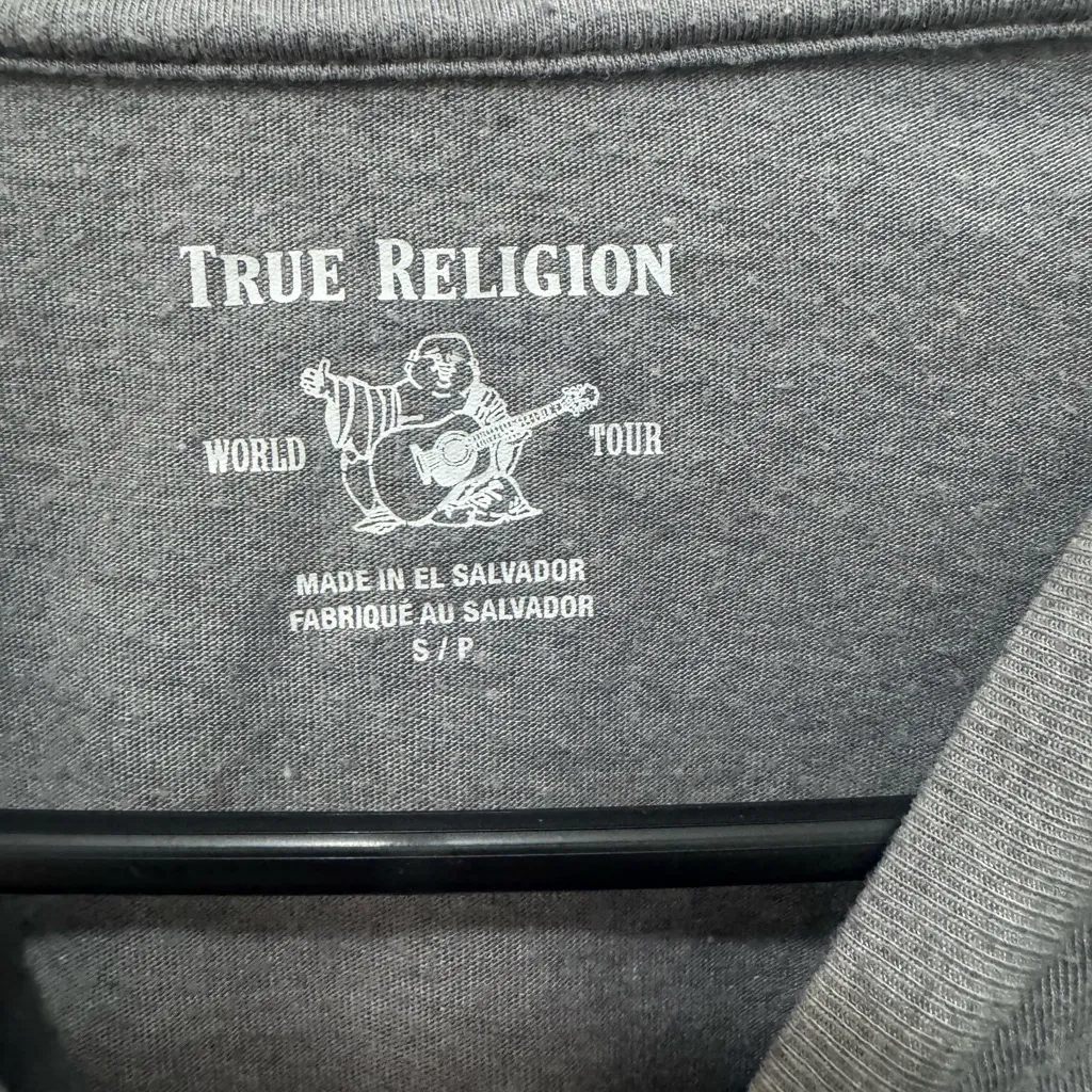 True Religion Silver Graphic Gray Crop Top - Image 5