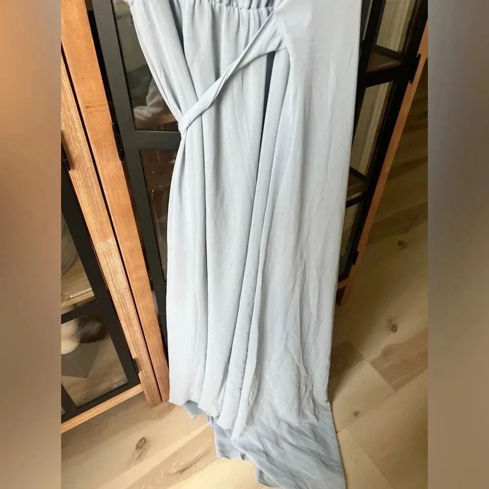 Show Me your Mumu bridesmaids dress long maxi steel dusty blue wrap tie liz - Image 4
