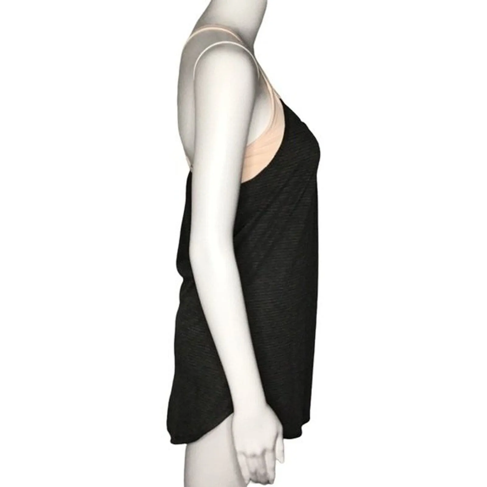 Calia Tank Womens XS Gray Stripe‎ Pink Sport Bra Criss Cross Workout Athleisure - Image 2