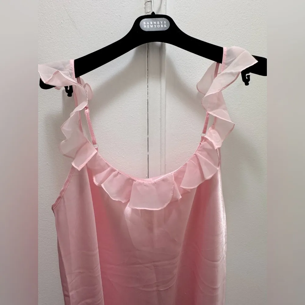 NWT Morgan Taylor Baby Pink Satin Ruffle Slip Dress Sz XL - Image 2