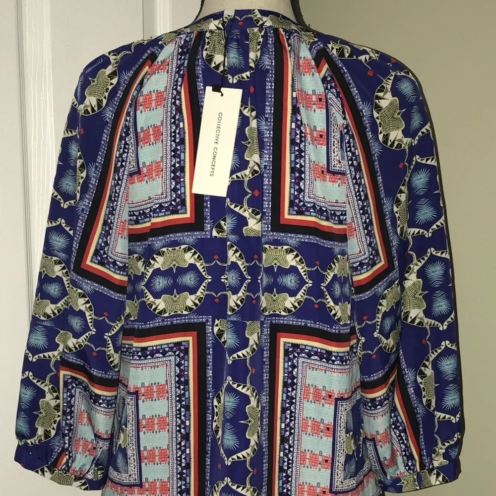 Collective concept geometric elephant print blouse Blue - Image 5