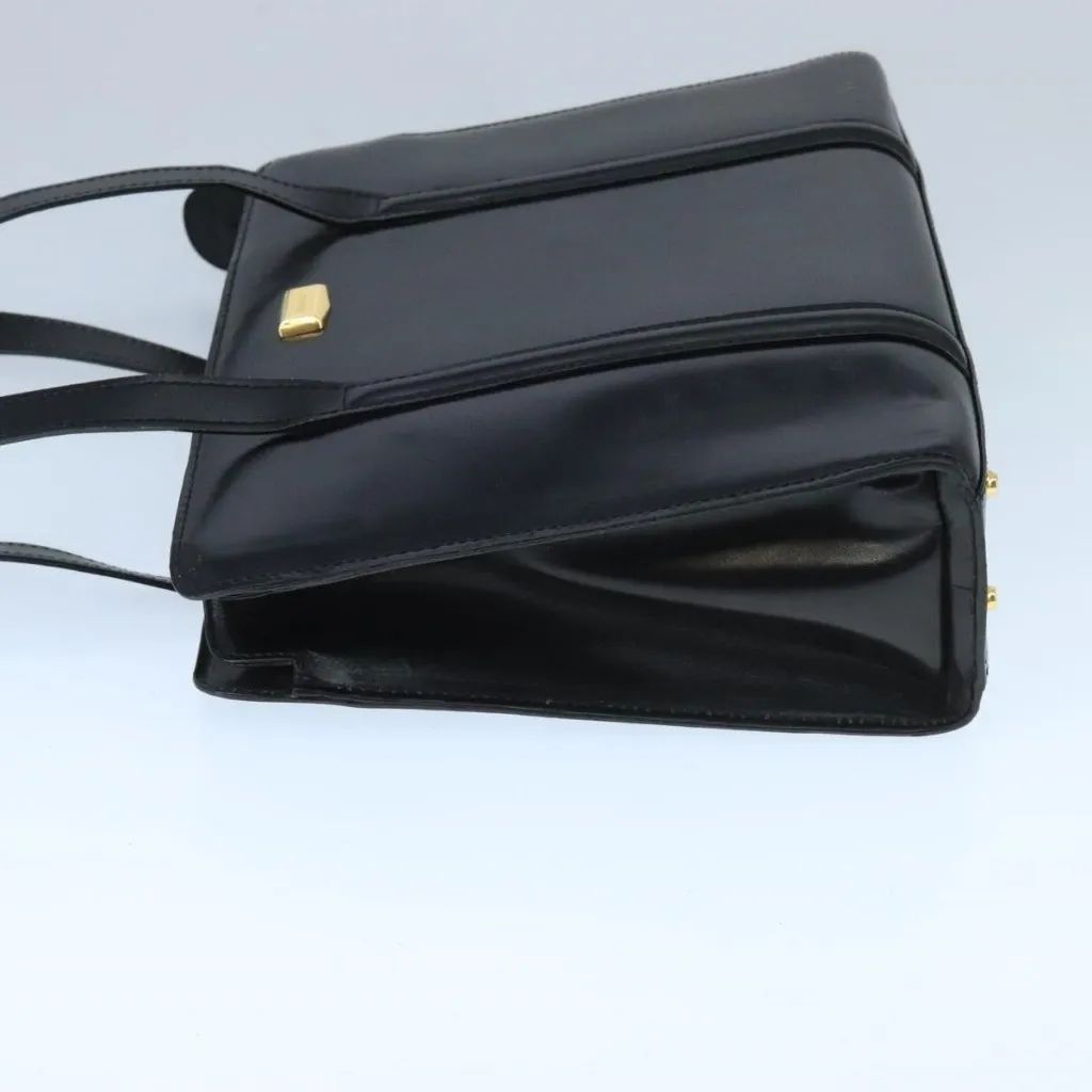 BALLY Shoulder Bag Leather Black Gold Authentic - Image 5