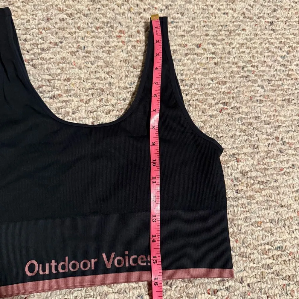 Outdoor Voices Sports Bra Longline Seamless Scoop Ribbed Black Pink- Size XL - Image 7