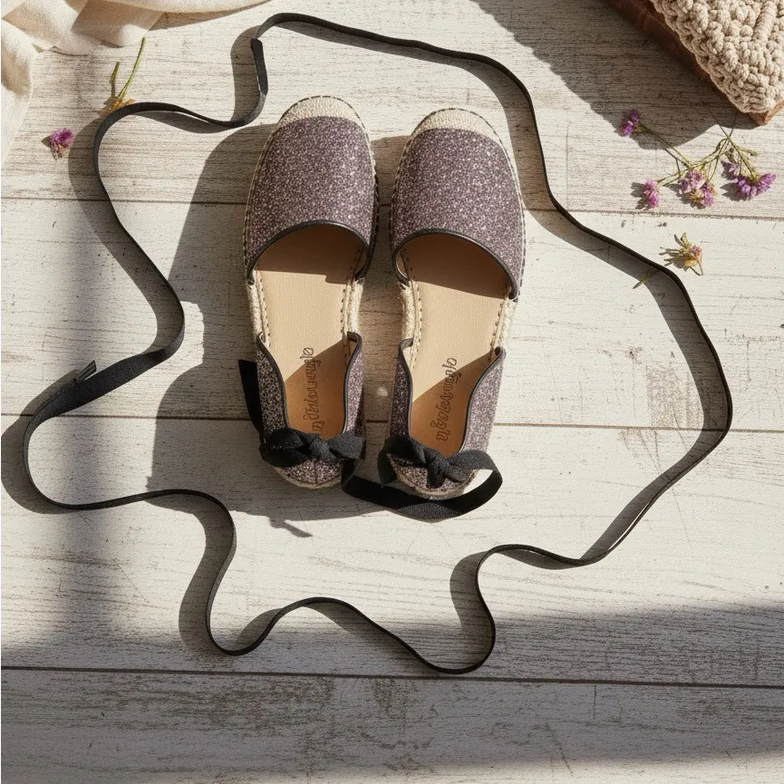 Free People Floral Espadrilles with Black Ribbon - Image 9