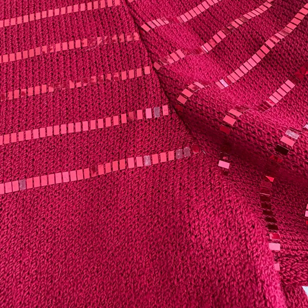 St. John Evening Dress sequin embellished mock neck Santana knit Size 6 red wool - Image 6