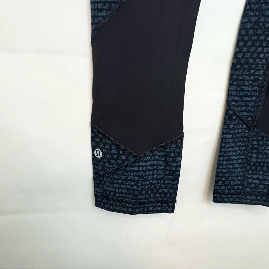 Lululemon Pace Rival Crop Shatter Weave Desert Teal Alberta Lake Black Leggings - Image 7