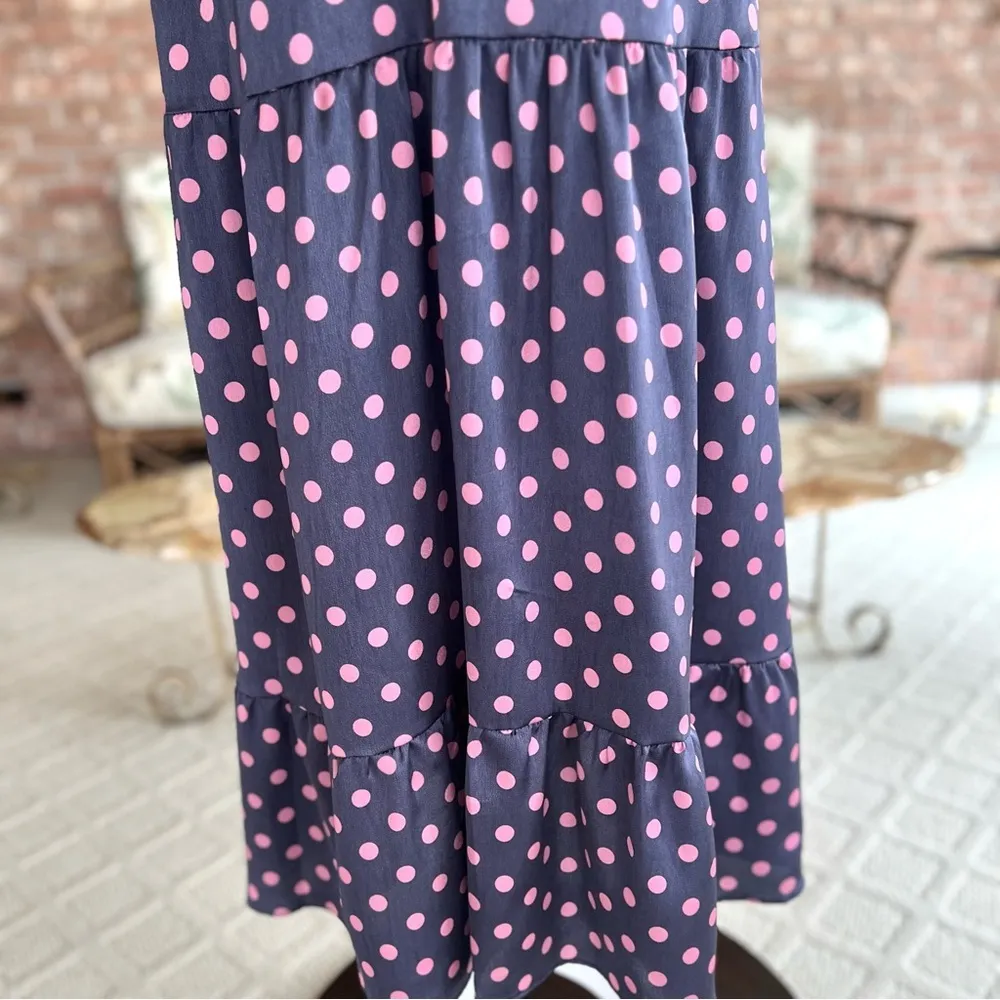 NWT Sam Edelman Dress Midi Halter Polka Dot High Neck 10 Periwinkle Blue Party - Image 6