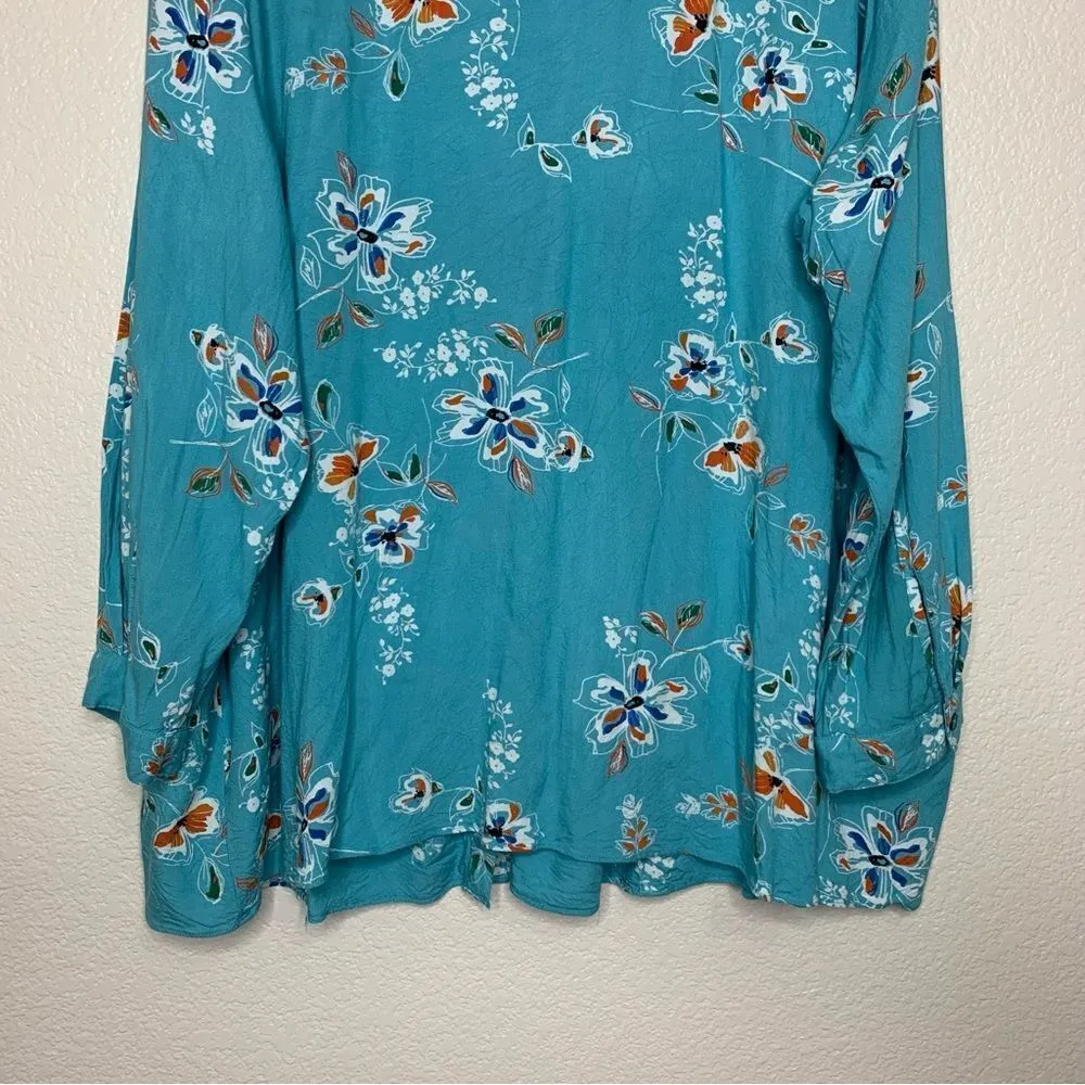 Woman Within Blue Floral Button Down Shirt - Image 8