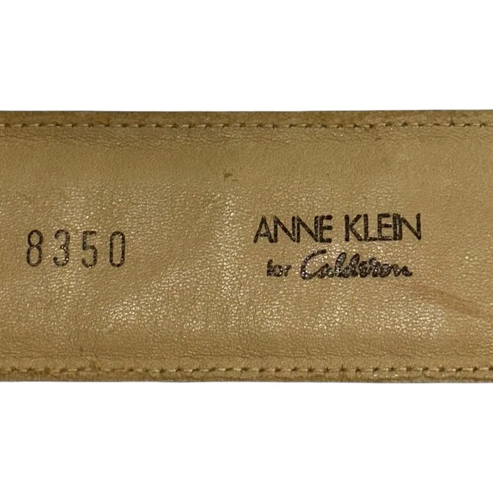 Anne Klein for Calderon Vintage Size M Tan Croc Embossed Leather Gold Toned Belt - Image 5