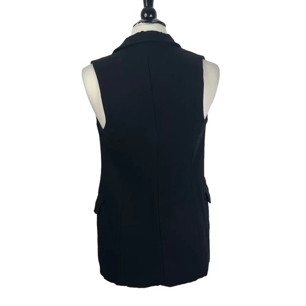 Alexander Wang Size 4 Black Sleeveless Longline Wool Blend Open Front Vest - Image 3