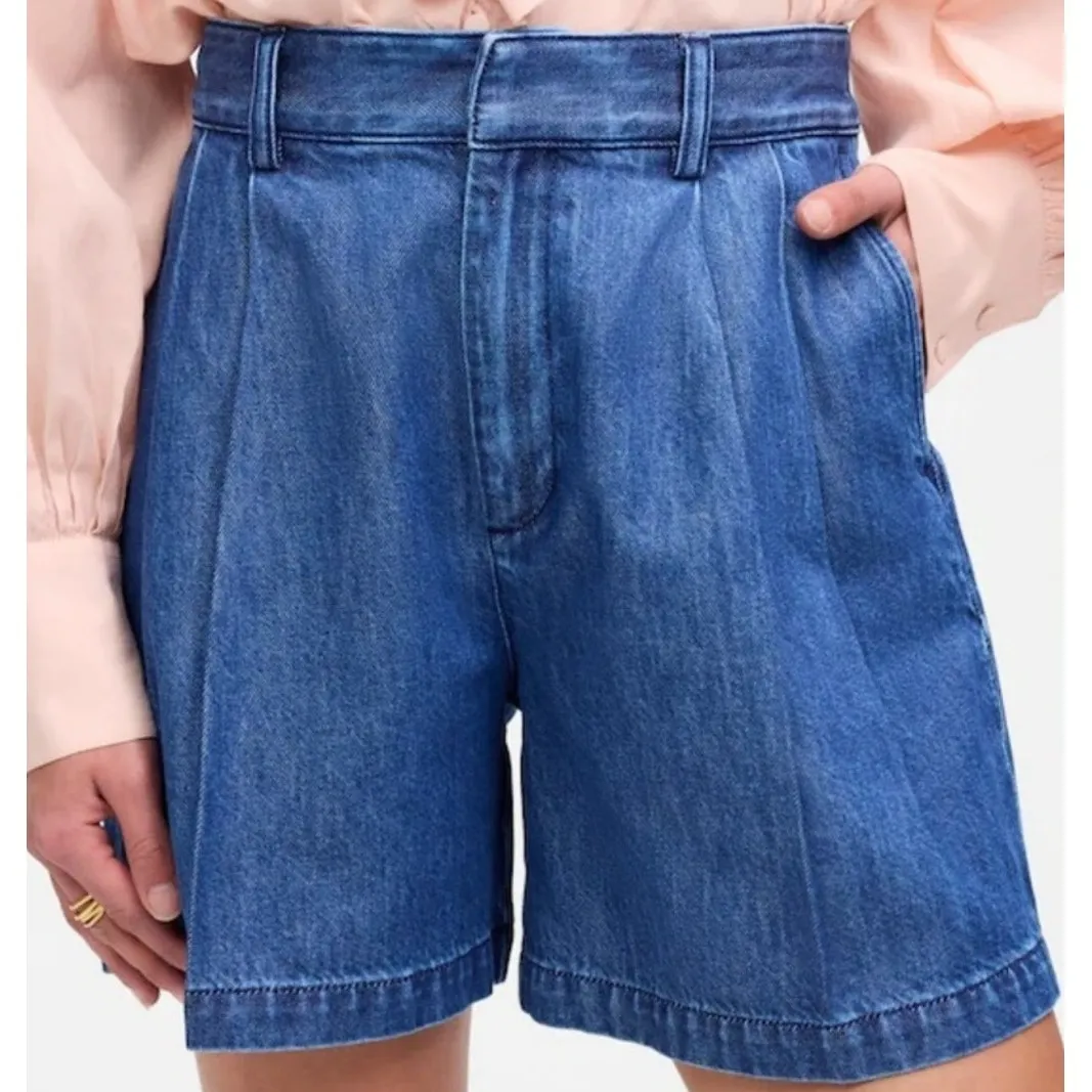 Madewell Shorts Women’s Size 29 The Harlow Superwide Soft Jean NWT Pleats Denim - Image 2