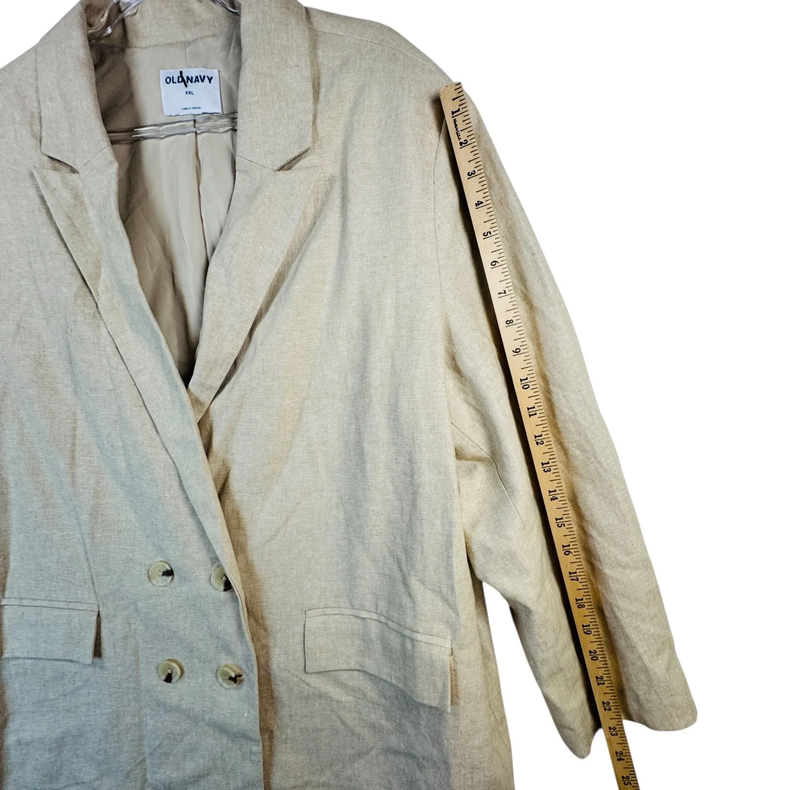 Old Navy XXL Blazer Butter Yellow Linen Blend Double Breasted‎ Coastal Grandma - Image 8