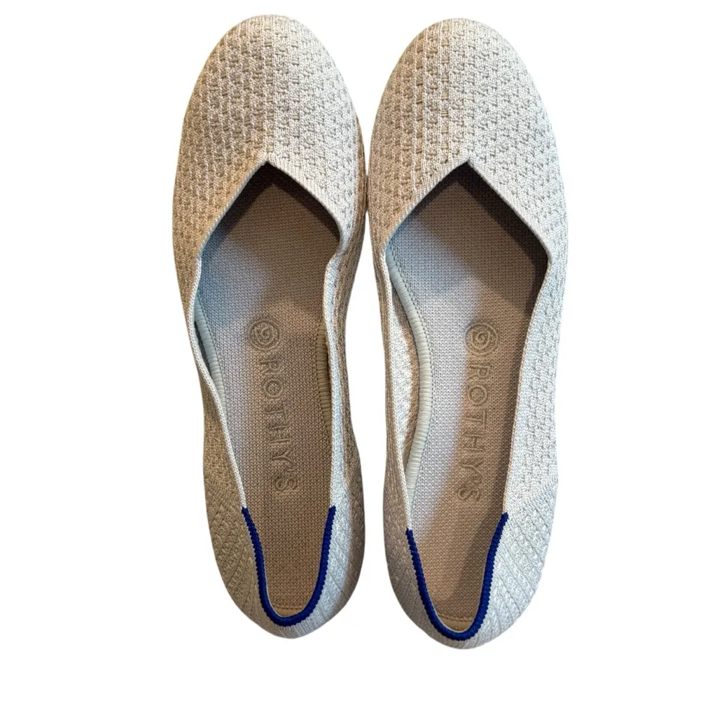 Rothy's The Flat in Salt‎ Honeycomb Round Toe, Sz 9 Silver - Image 11