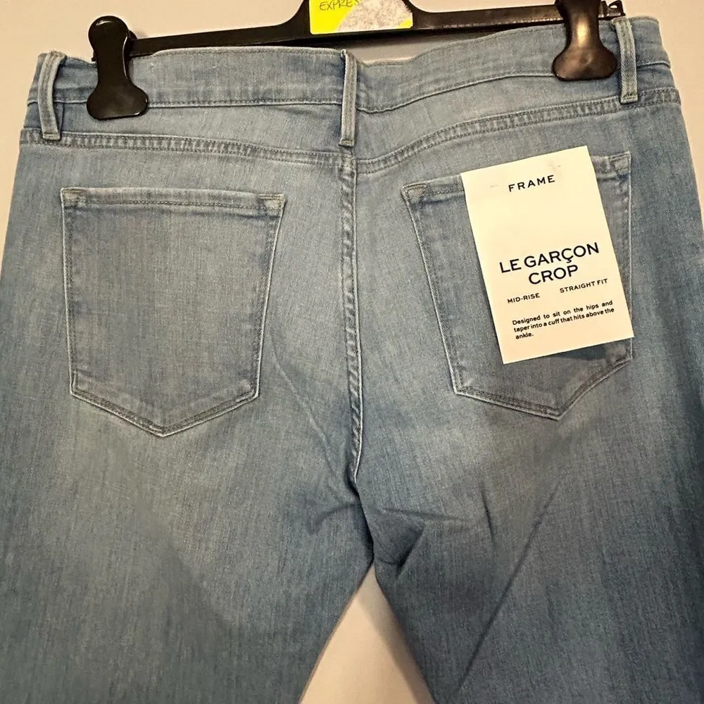 Frame Denim Le Garcon crop Cebu raw hem denim blue‎ jeans size 30 NEW - Image 6
