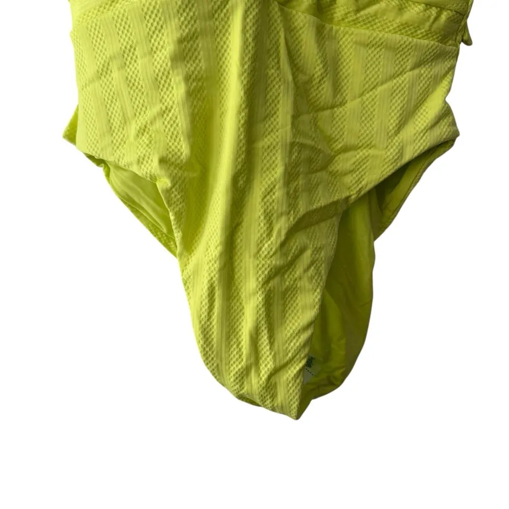 Becca Prima Camille Zesty Neon Yellow Strappy Cut Out One Piece Swimsuit Size L - Image 6