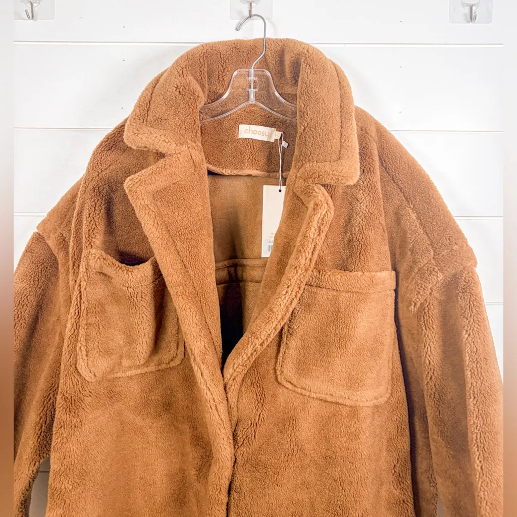 NEW w Tags Choosy Oversized Mocha Brown Teddy Coat, Size XL, MSRP $300 - Image 7
