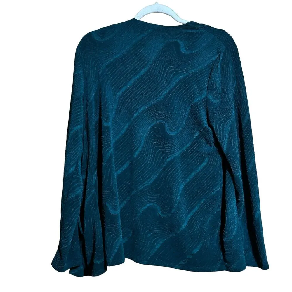 Chicos Travelers Sweater Set Medium Green Textured Tank Cardigan Slinky Stretch - Image 9