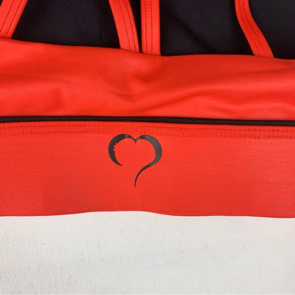 ZYIA women's size medium Red Sports Bra with Criss-Cross Straps heart back - Image 3