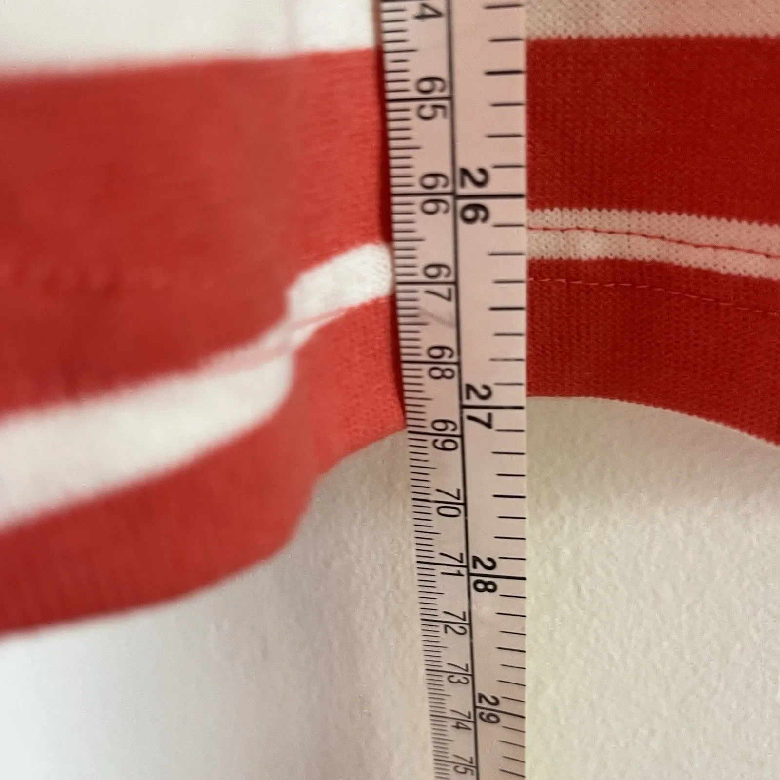 LL Bean Top Womens M Coral Pink Striped Collared Polo V Neck Cotton Red Size M - Image 7