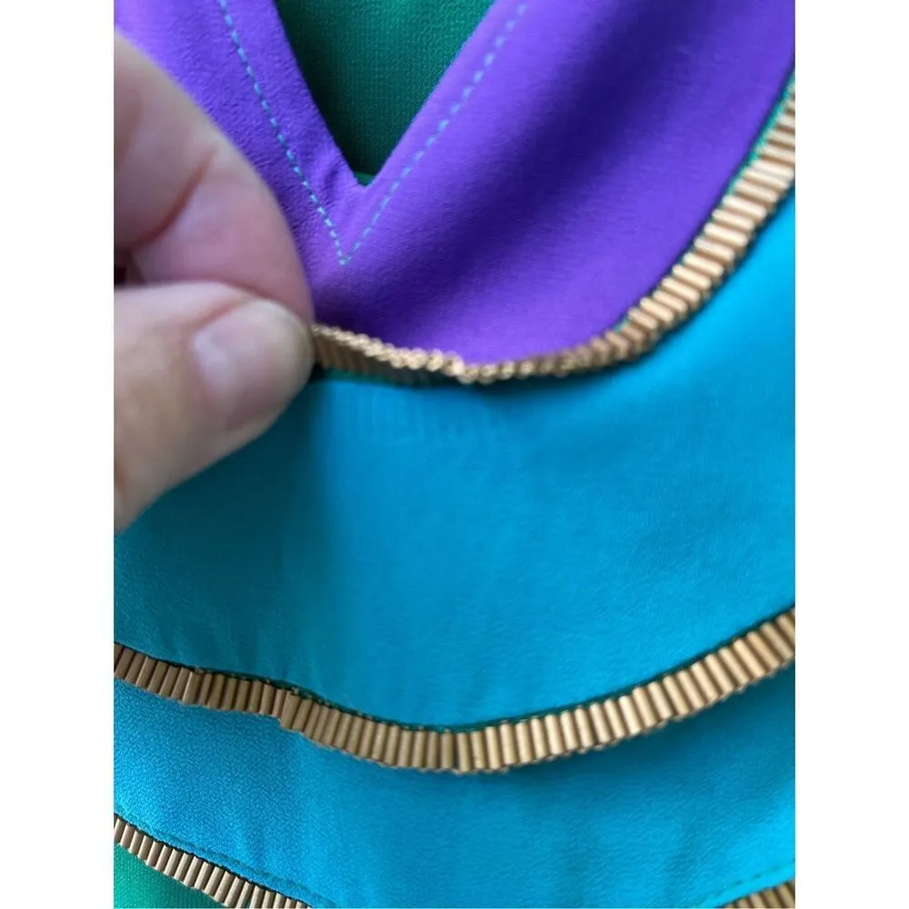 Marc Bouwer size 2X 2 piece set layered neckline with coppered beaded details. Green - Image 6