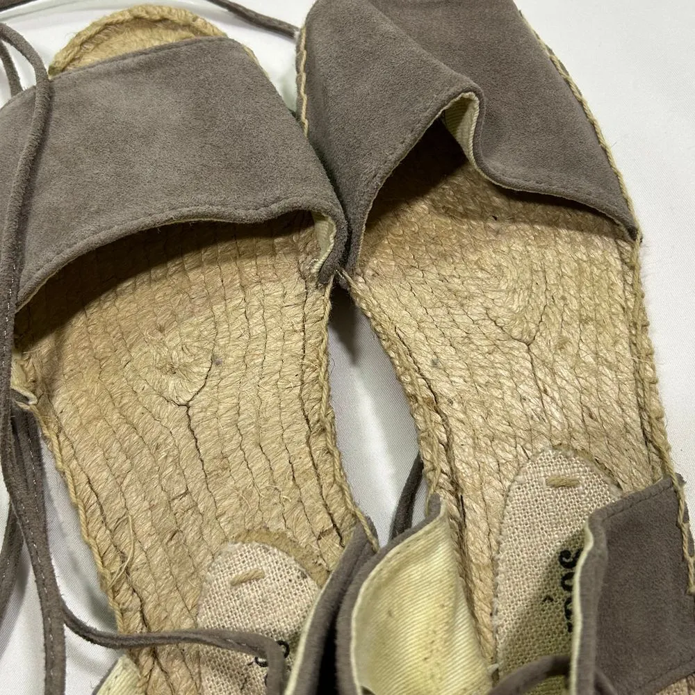 Soludos‎ Balearic Tie Up Sandal Suede Lace-Up Espadrille Sandals Flats Womens 7 - Image 4