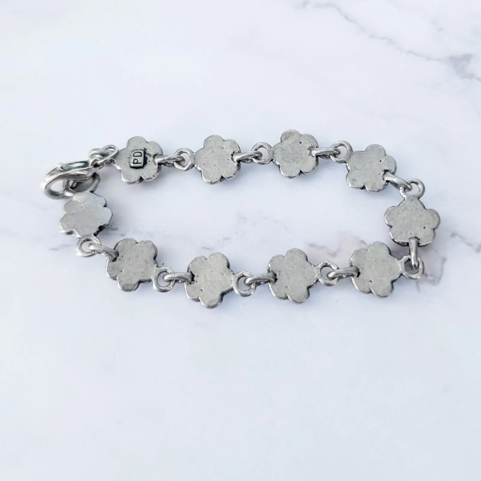 Vintage Premier Designs Clasp Bracelet Flowers with Iridescent Gems - Image 5