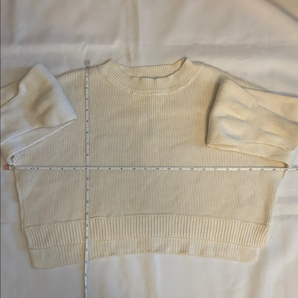 Pink Rose Crew Neck Sweater Blizzard White Women Size XS - Image 4