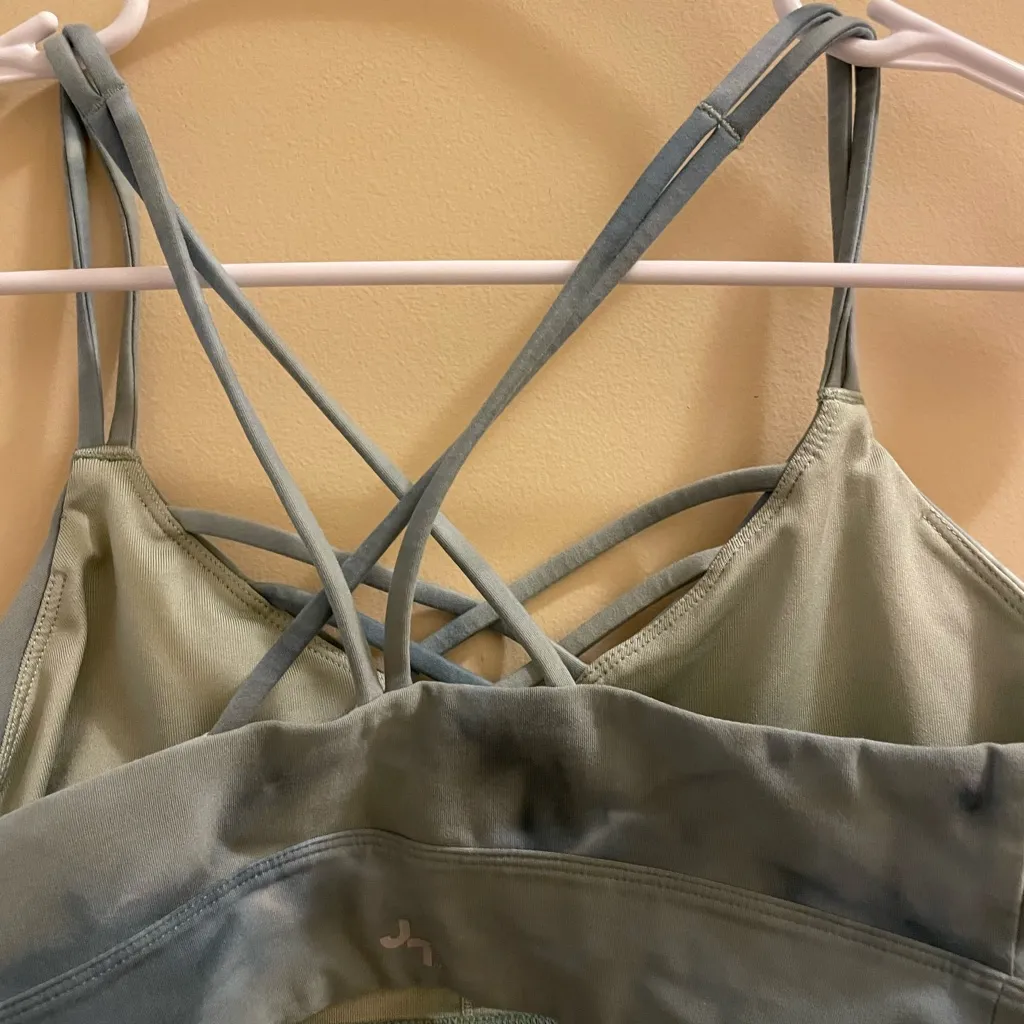 JoyLab V Neck Criss Cross Back Sports Bra Green Tie Dye Women’s Small - Image 10