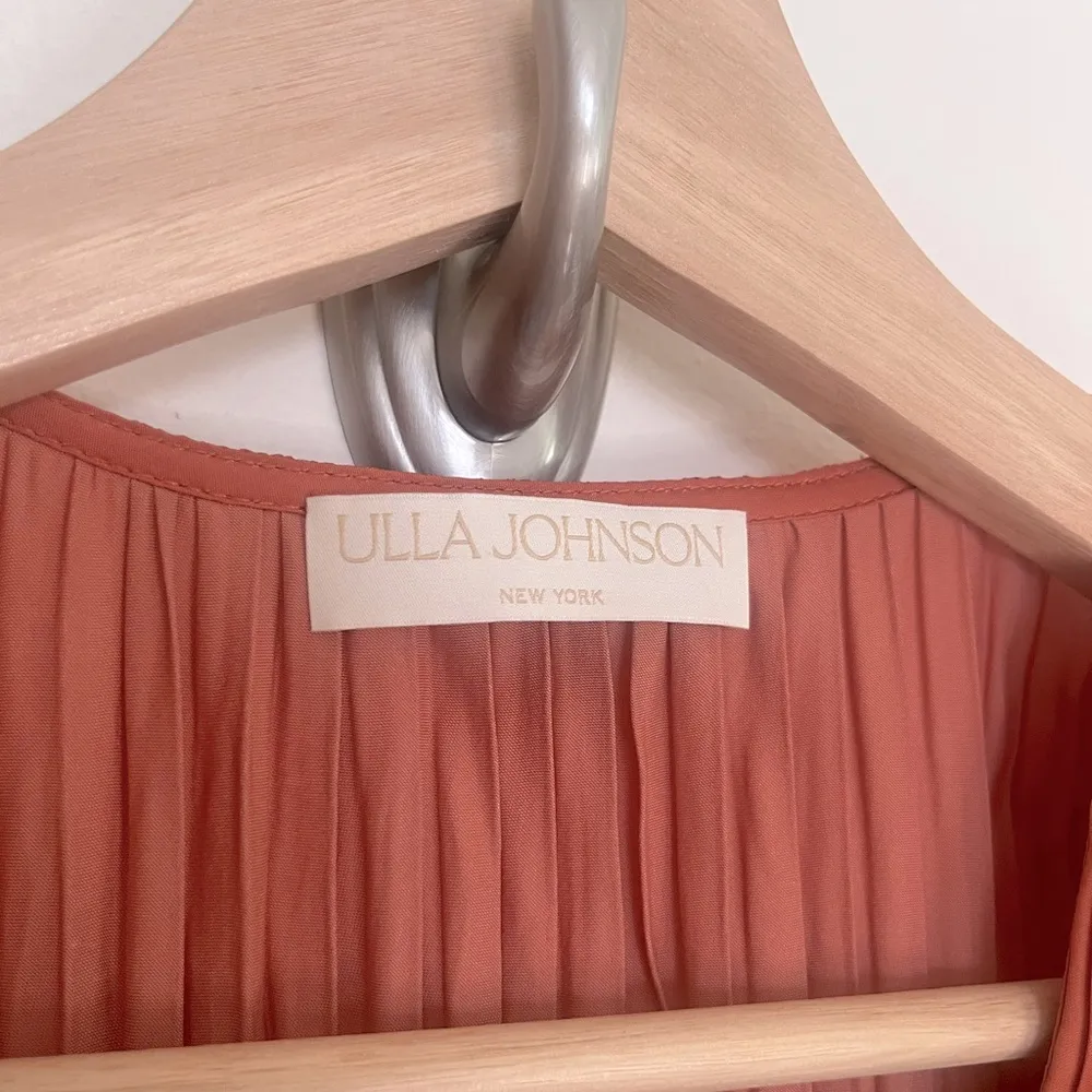 Ulla Johnson Letty Pleated Ruffe Satin Midi Dress - Image 4