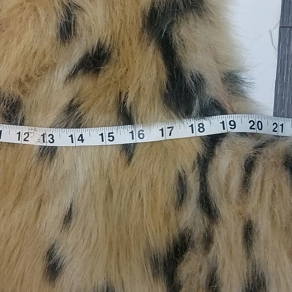 New Directions Faux Fur Animal Print Vest XL Mob Wife Boho Fall Winter Cozycore Tan - Image 6