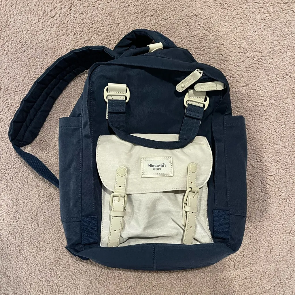 HIMAWARI School Vintage College Travel Bag/ Backpack 14in Laptop Bag Blue - Image 2