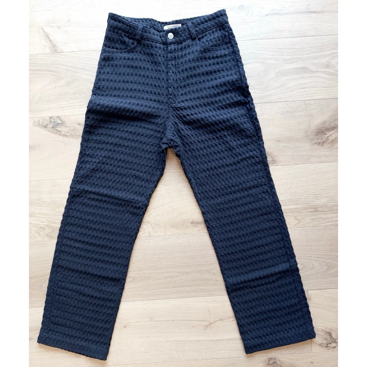 Aniela Parys Effy Waffle Knit High Waisted Trousers Black Size M Size M - Image 2