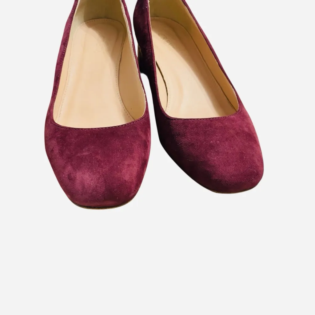 J. Crew Suede Pumps with Stamped Croc Heel Vintage Cabernet Red G8170 size 8 - Image 7