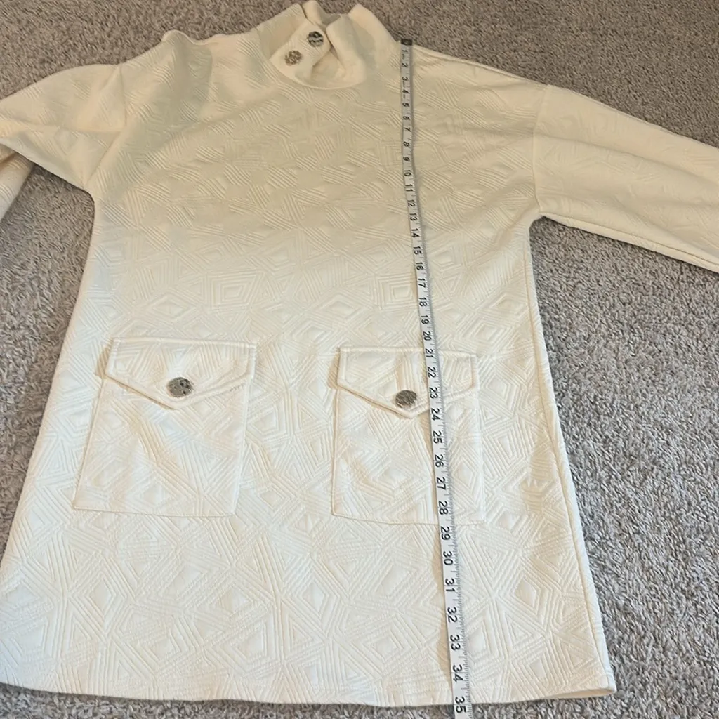 NWT THML Cream Textured Long Sleeve Dress Sz M - Image 11