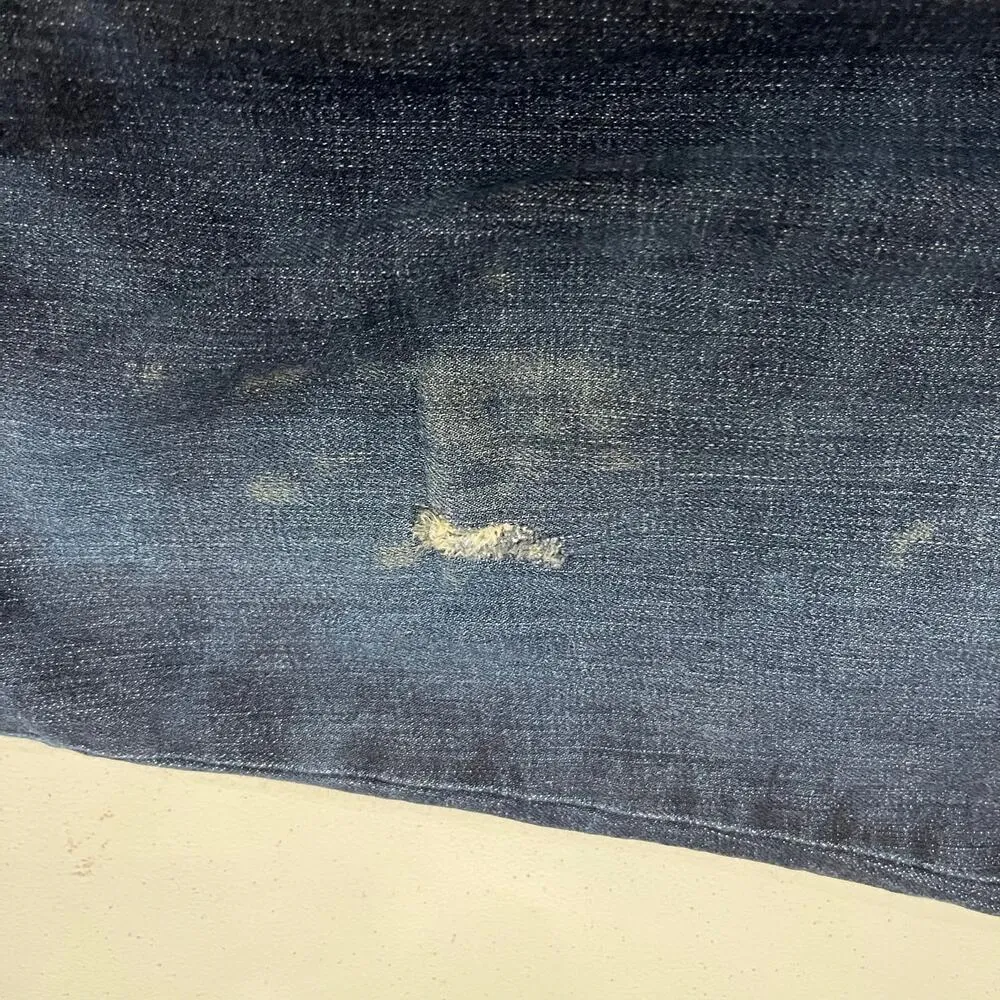 Old Navy Dark Wash Boyfriend Straight Jeans Distressed Womens 12 TALL - Image 8